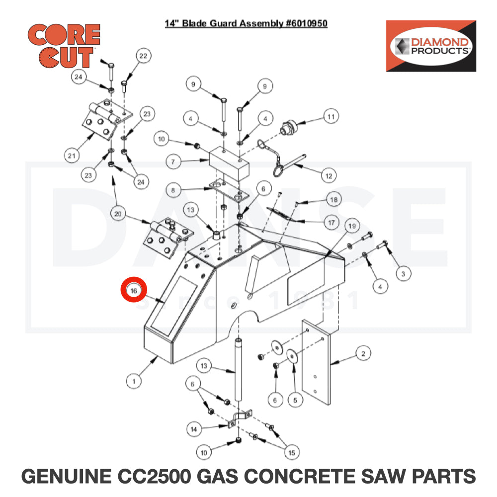Warning Label 1800001 for CC2500 Saw by Core Cut Diamond Products