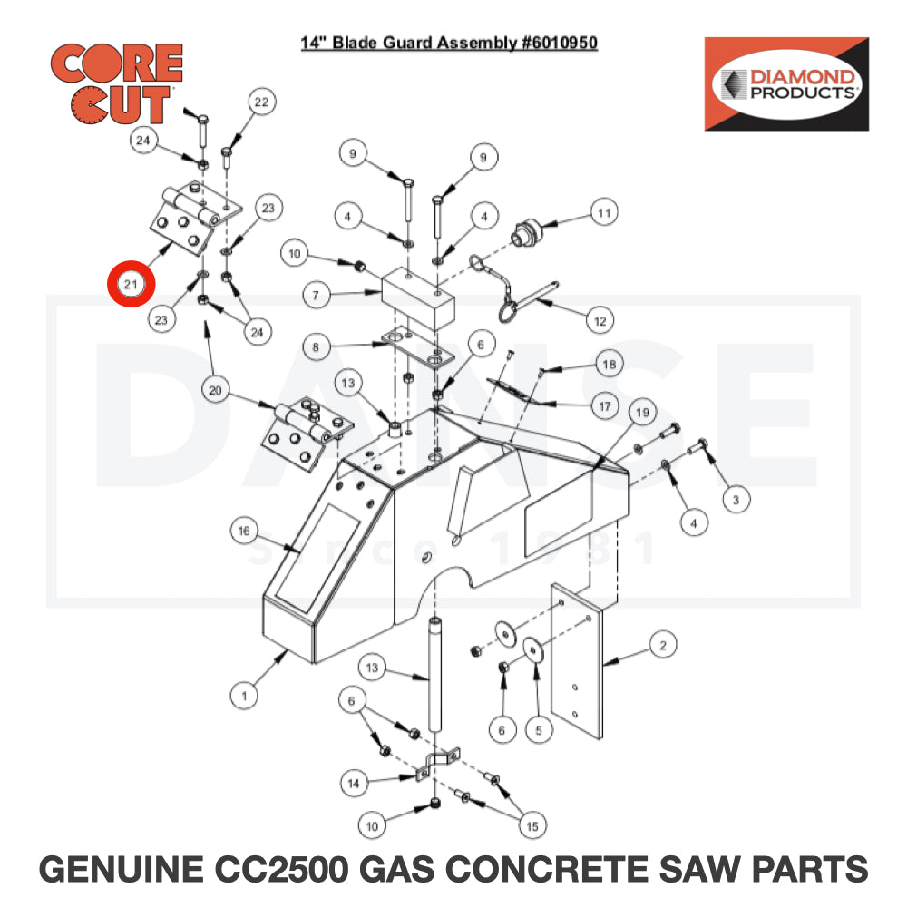 Blade Guard Hinge 2500270 for CC2500 Saw by Core Cut Diamond Products