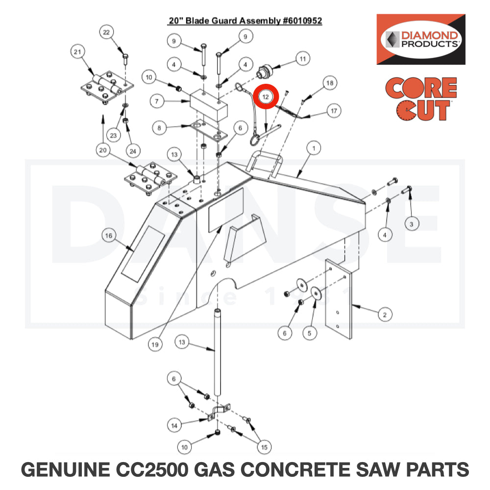 Lanyard with Lock Pin 2900278 for CC2500 Saw by Core Cut Diamond Products