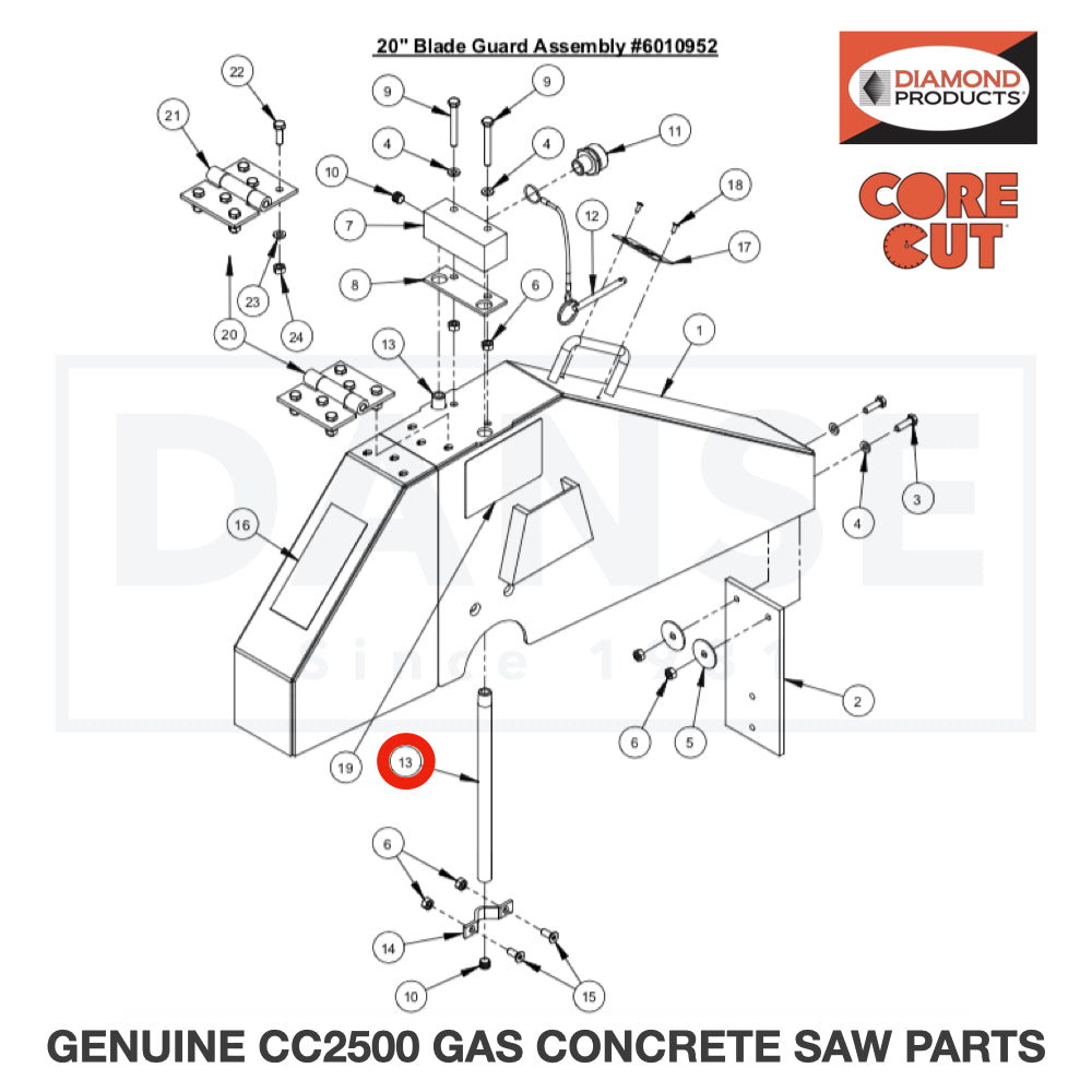 Water Tube for 20" Guard 6010085 for CC2500 Saw by Core Cut Diamond Products