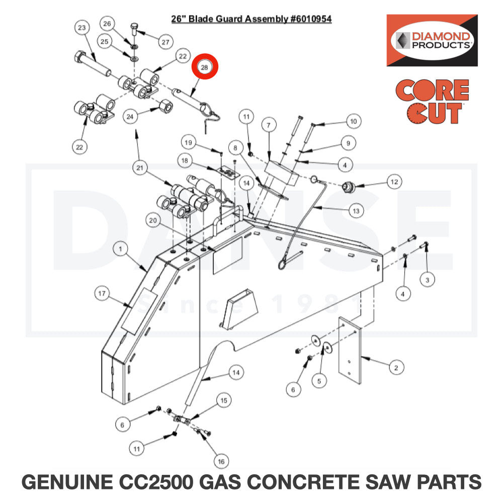 Detent Pin, 3/4" x 3" Grip 2503824 for CC2500 Saw by Core Cut Diamond Products