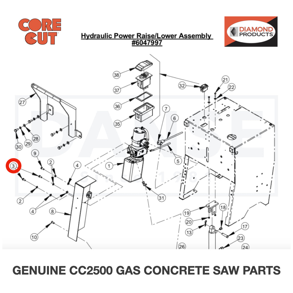 Cap Screw, Hex Hd., 5/16-18 x 1-1/4" 2900217 for CC2500 Saw by Core Cut Diamond Products