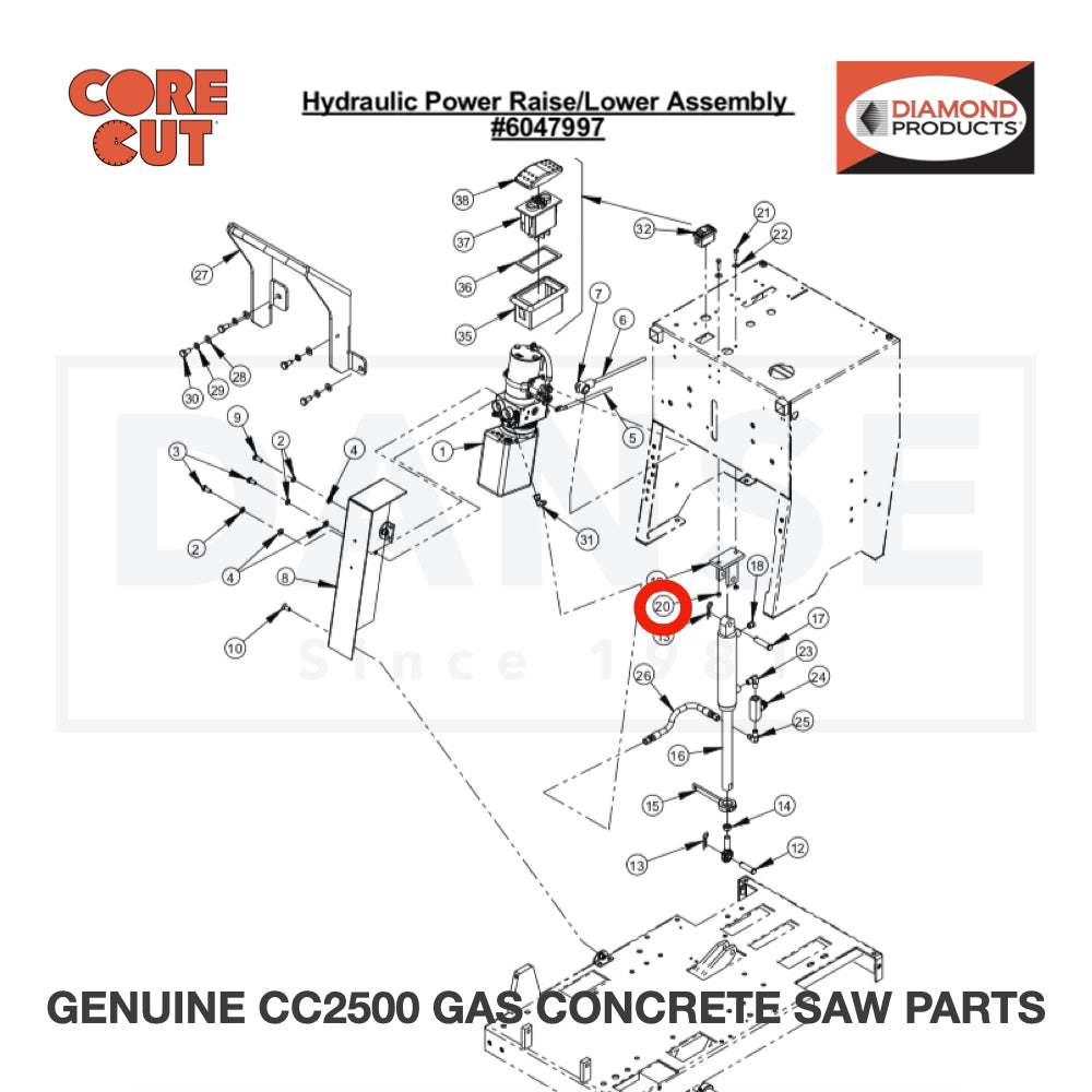 Clevis Pin, 1/2 x 1-3/4", Zinc Plated 2900393 for CC2500 Saw by Core Cut Diamond Products
