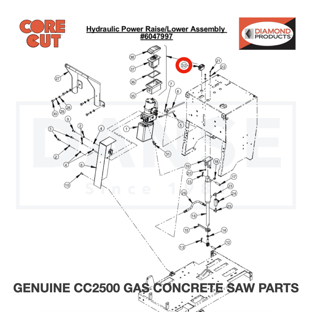 Rocker Switch Assembly 6019158 for CC2500 Saw by Core Cut Diamond Products