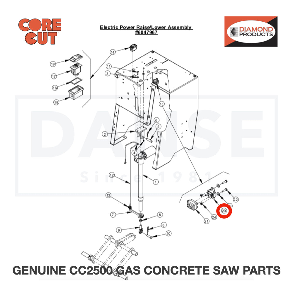 Circuit Breaker 20 Amp 2800363 for CC2500 Saw by Core Cut Diamond Products