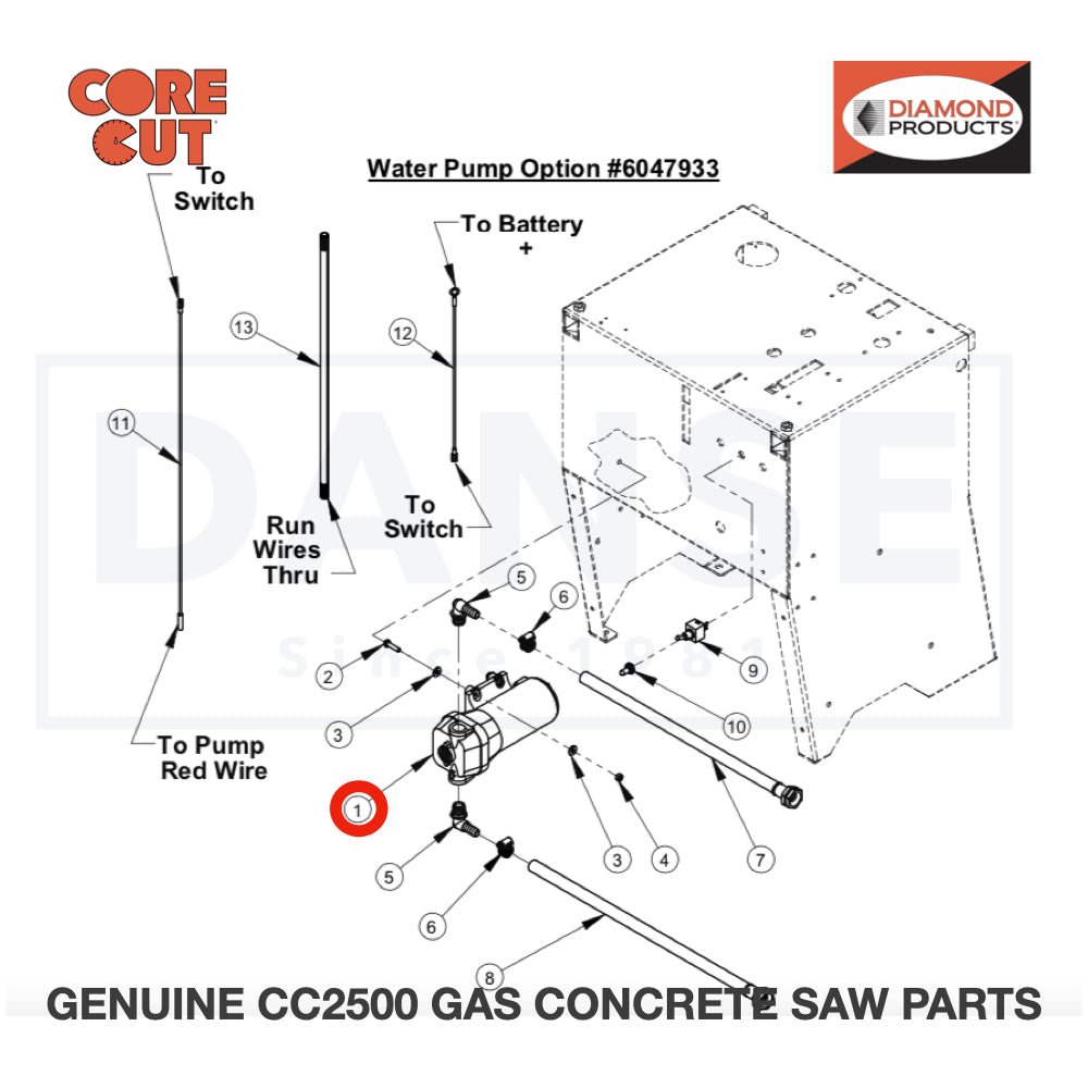Water Pump, 12V Diaphragm 2600200 for CC2500 Saw by Core Cut Diamond Products