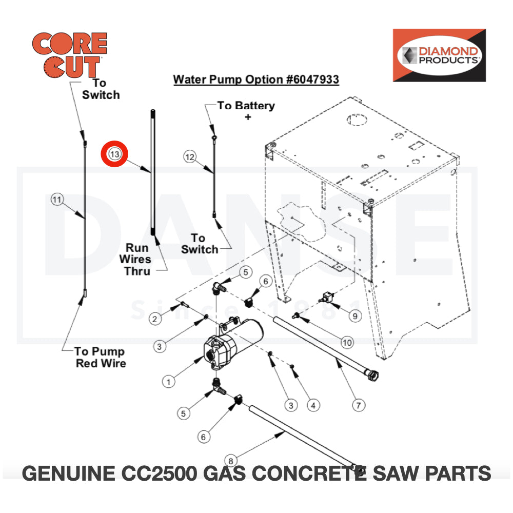 Wire Cover, 3/8 x 20" 4600087 for CC2500 Saw by Core Cut Diamond Products