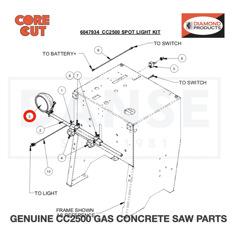 Light, 12V Spot Assy. 6011719 for CC2500 Saw by Core Cut Diamond Products