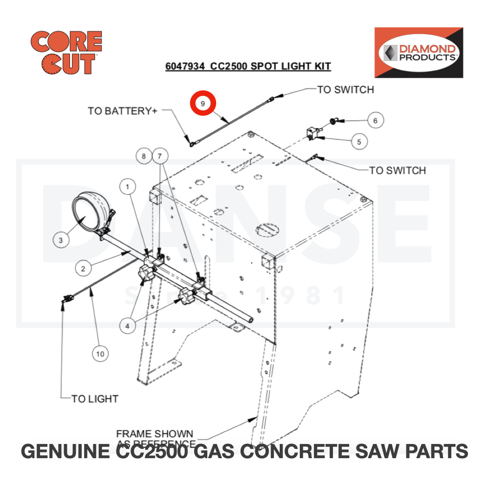 Wire Assy., 16 Ga., White, 13" 6010859 for CC2500 Saw by Core Cut Diamond Products