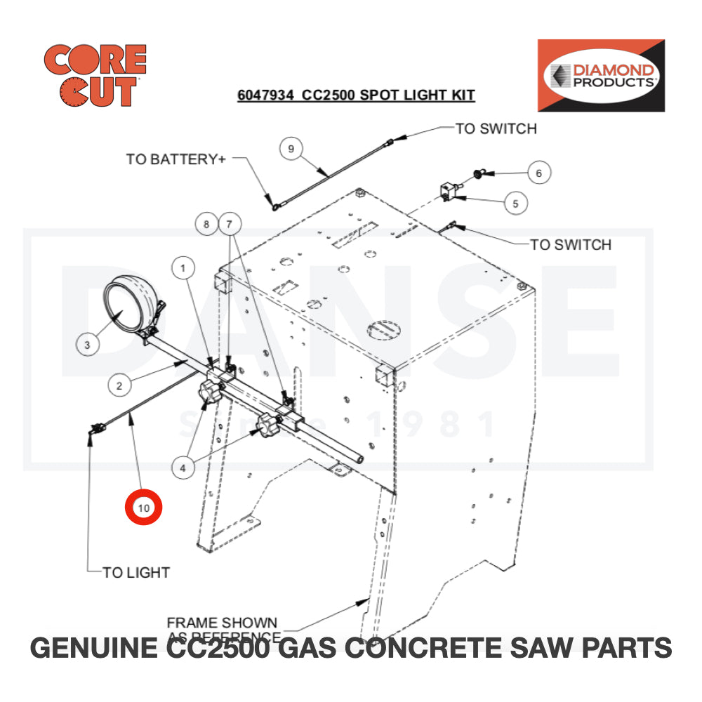 Wire Assy., 18 Gage, Black, 41-1/4" 6010852 for CC2500 Saw by Core Cut Diamond Products