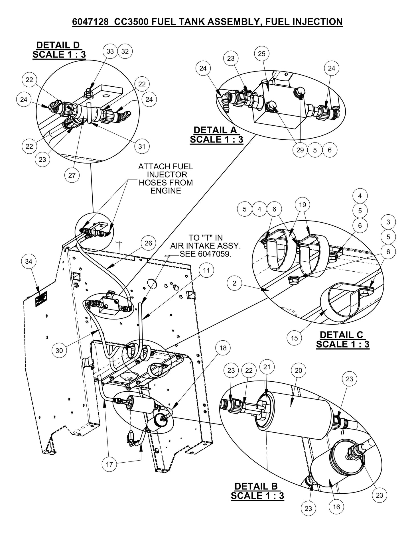 CC3535 FI Fuel Tank (Fuel Injected) Assembly Parts