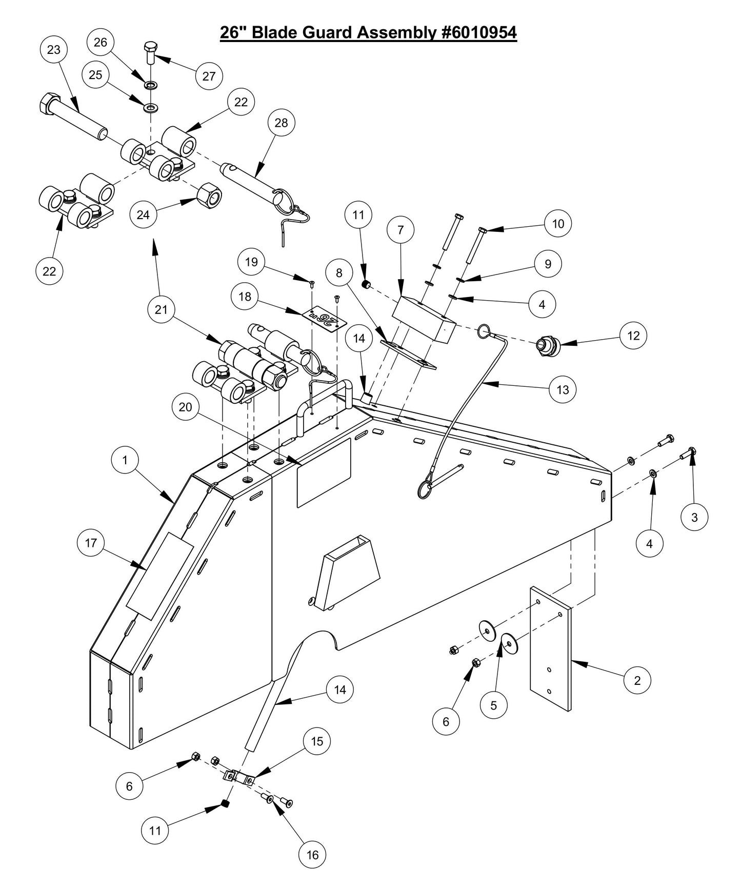 CC3535 FI 26" Blade Guard Assembly Parts (Fuel Injected)