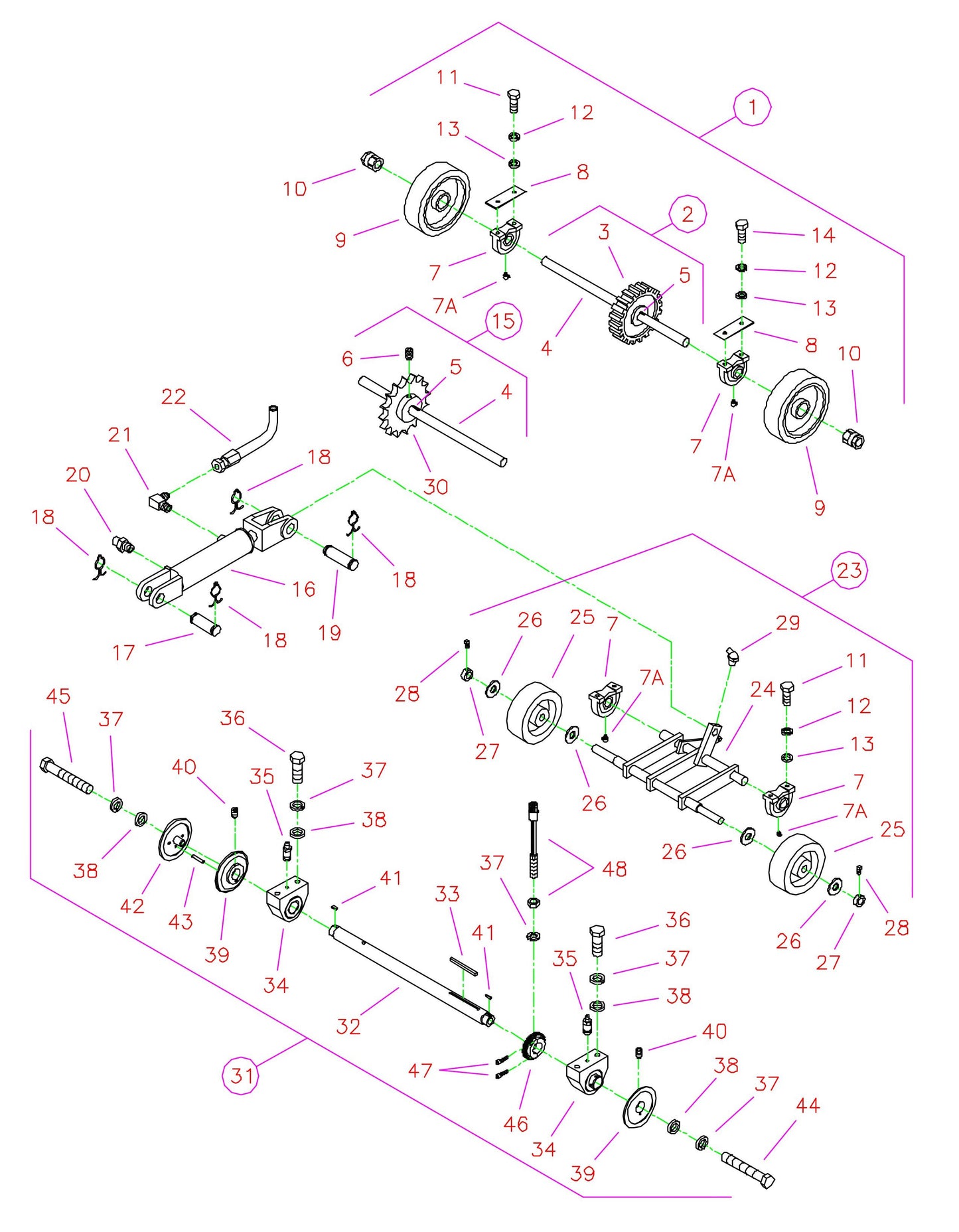 CC3765 Drawing 2 Blade Shaft and Axles Group
