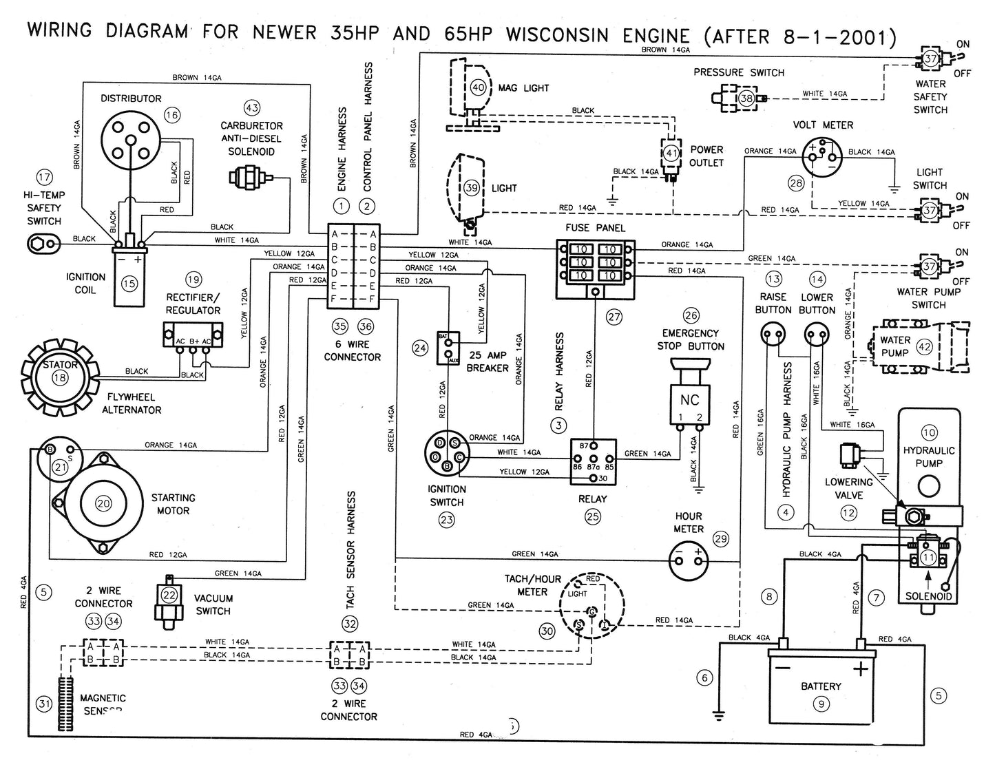 CC6000D Wiring Diagram for Newer 35HP and 65HP Wisconsin Engine Assembly Parts