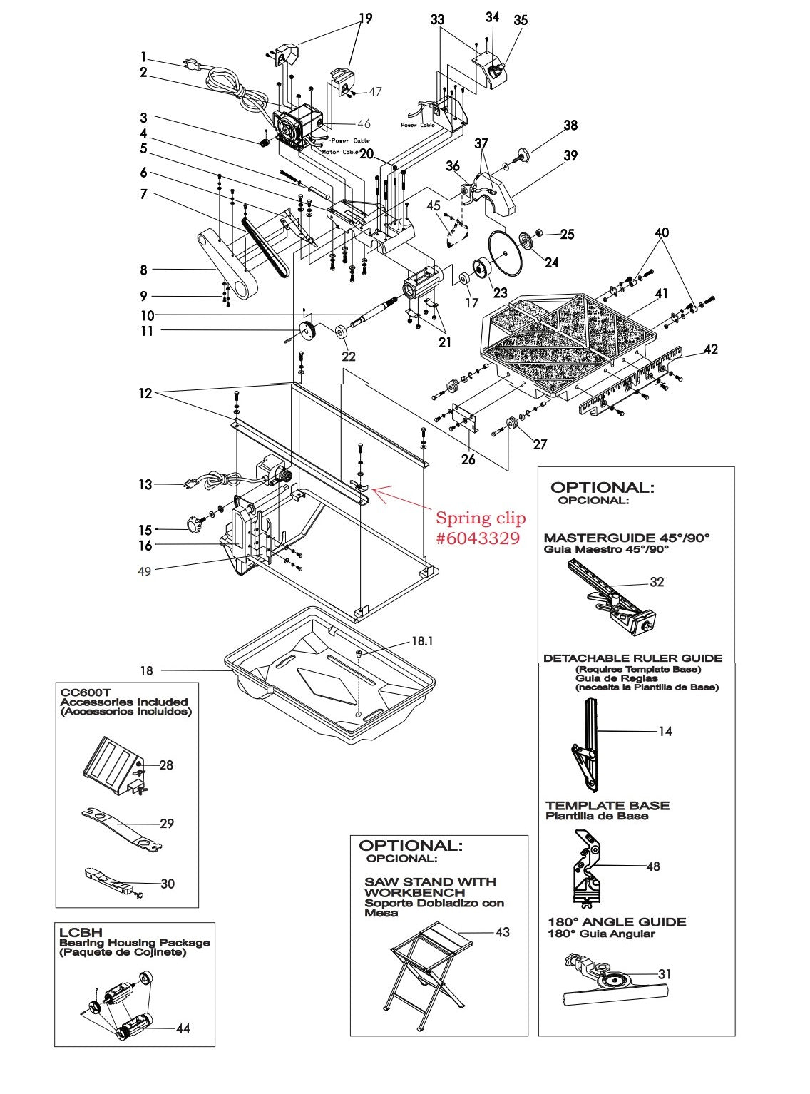 CC600T Masonry Block and Tile Saws Assembly Parts