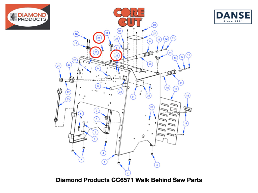 Plug 7/16��� Hole 2501287 fits Core Cut CC6571 Walk Behind Saw by Diamond Products