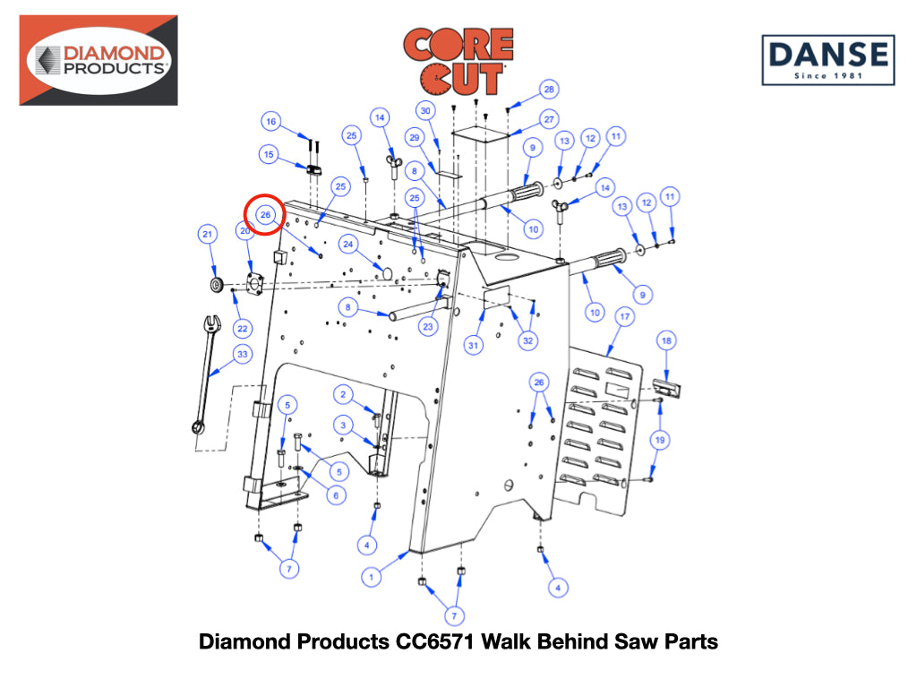 Plug 5/16��� Hole 2503749 fits Core Cut CC6571 Walk Behind Saw by Diamond Products
