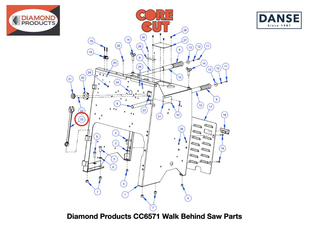 Wrench 15/16��� 2503704 fits Core Cut CC6571 Walk Behind Saw by Diamond Products