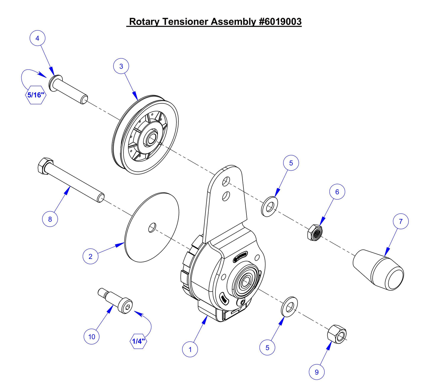 CC6571, CC6571-3 Rotary Tensioner Assembly Parts