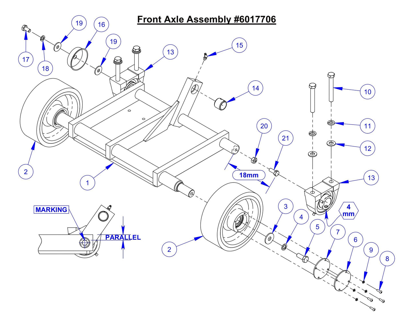 CC7574DD Front Axle Assembly Parts