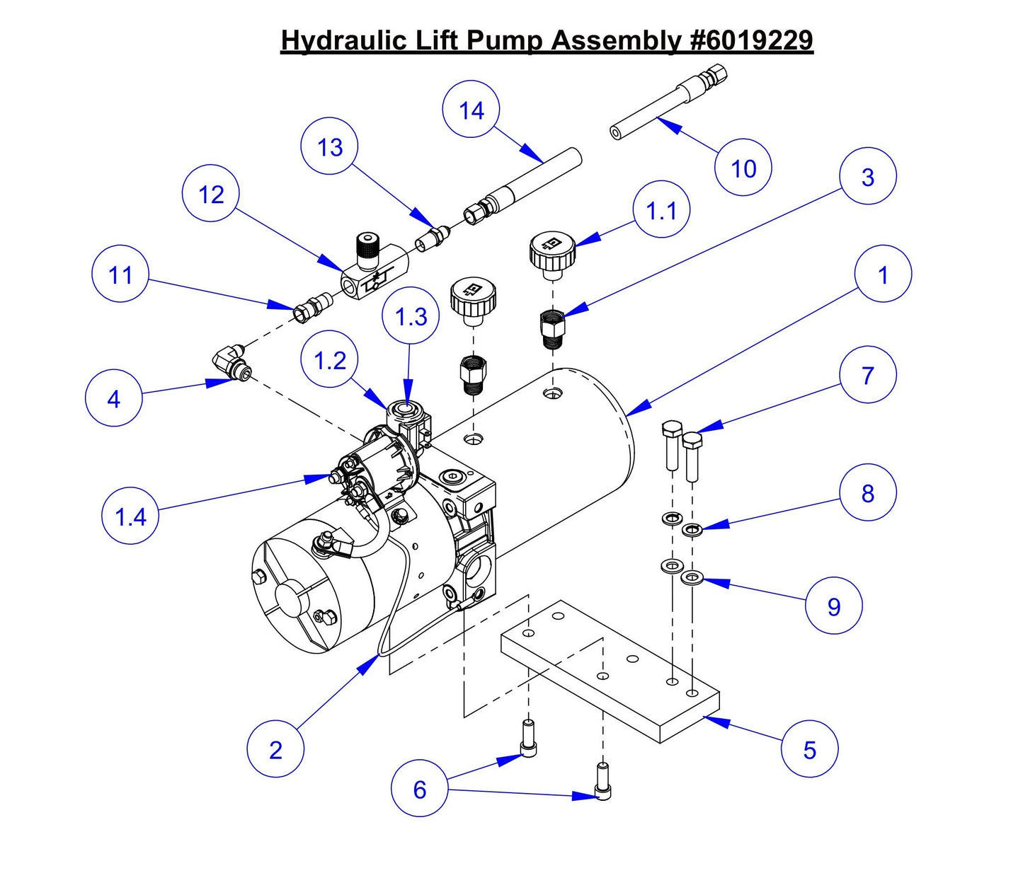 CC7574DD Hydraulic Lift Pump Assembly Parts