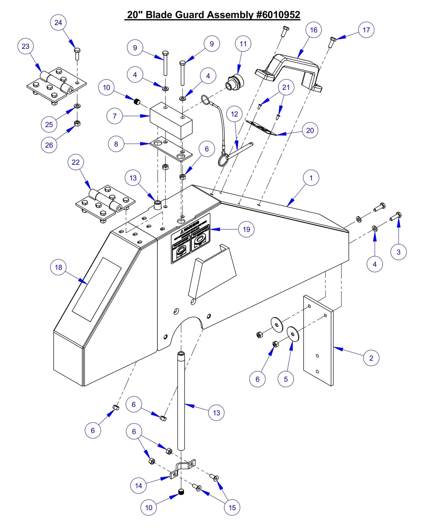 CC7574DD 20'' Blade Guard Assembly Parts