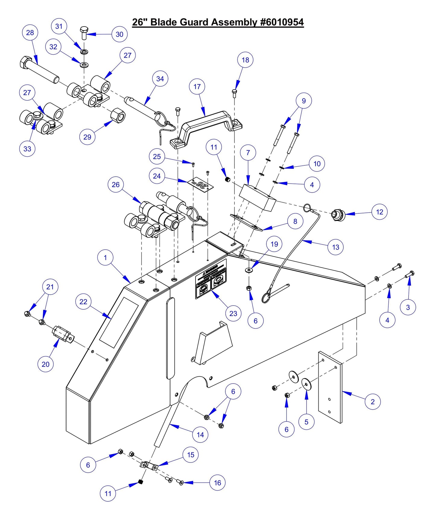 CC7574DD 26'' Blade Guard Assembly Parts