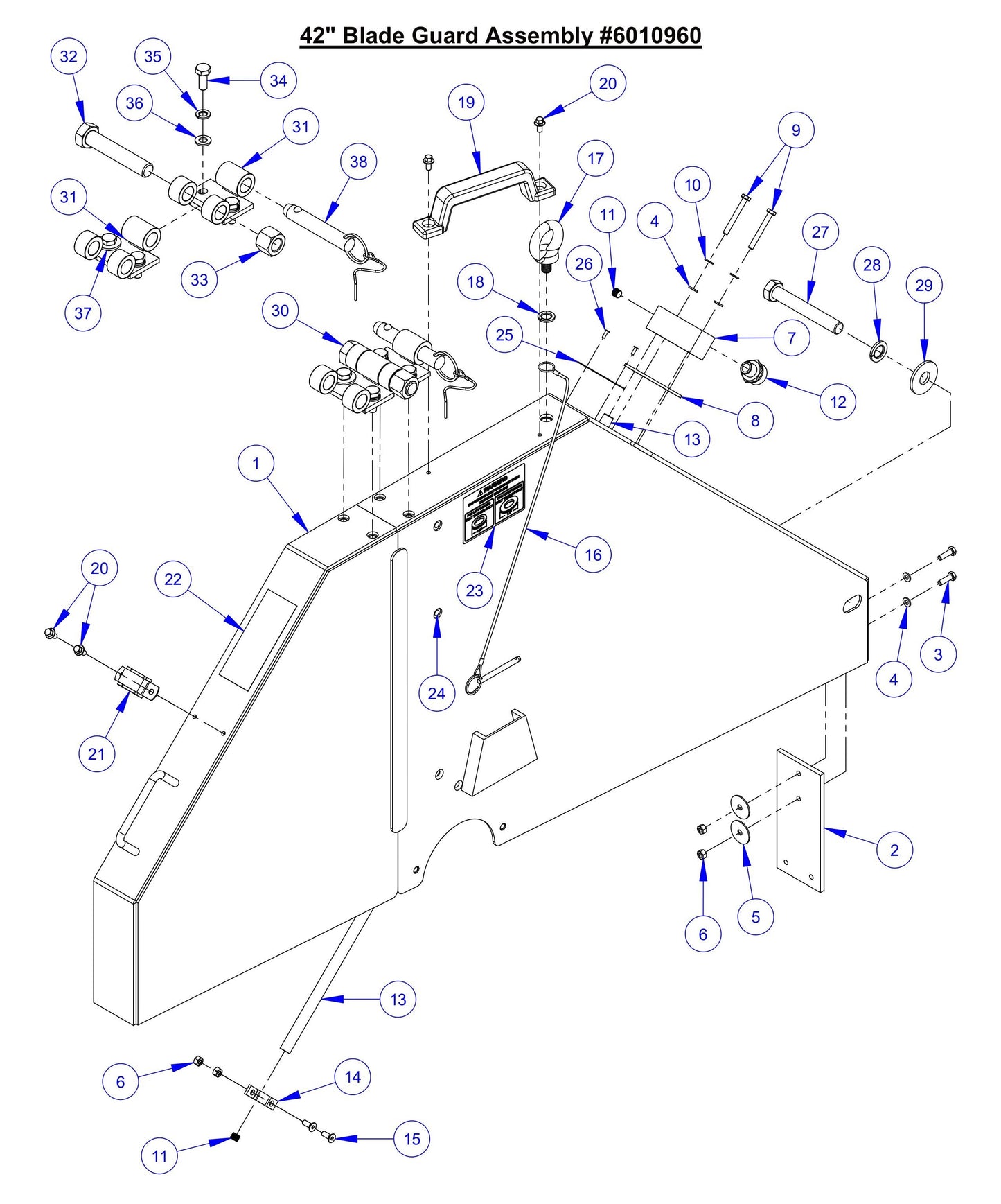 CC7574DD 42'' Blade Guard Assembly Parts