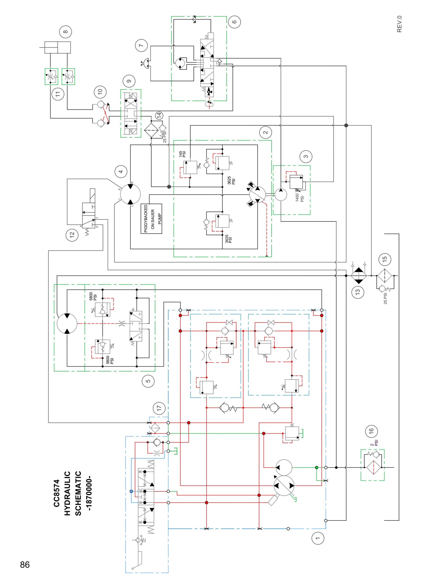 CC8574DD HYDRAULIC SCHEMATIC ASSEMBLY PARTS