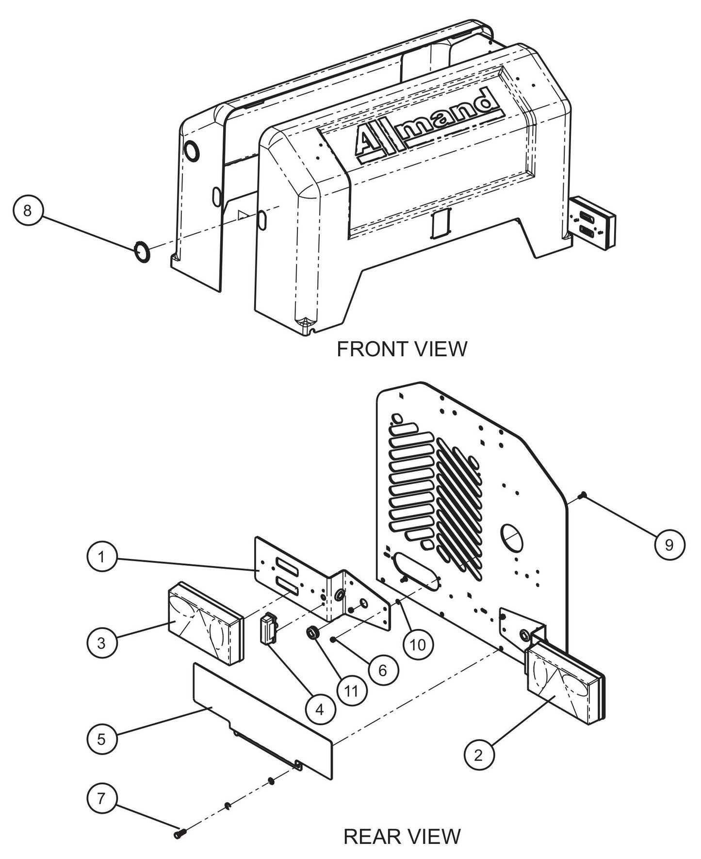 Kubota Tail Light Assembly Parts For CE V-Series Night Lite Pro II (001PRO2VE15, 09-000001 and Up) Light Towers by Allmand
