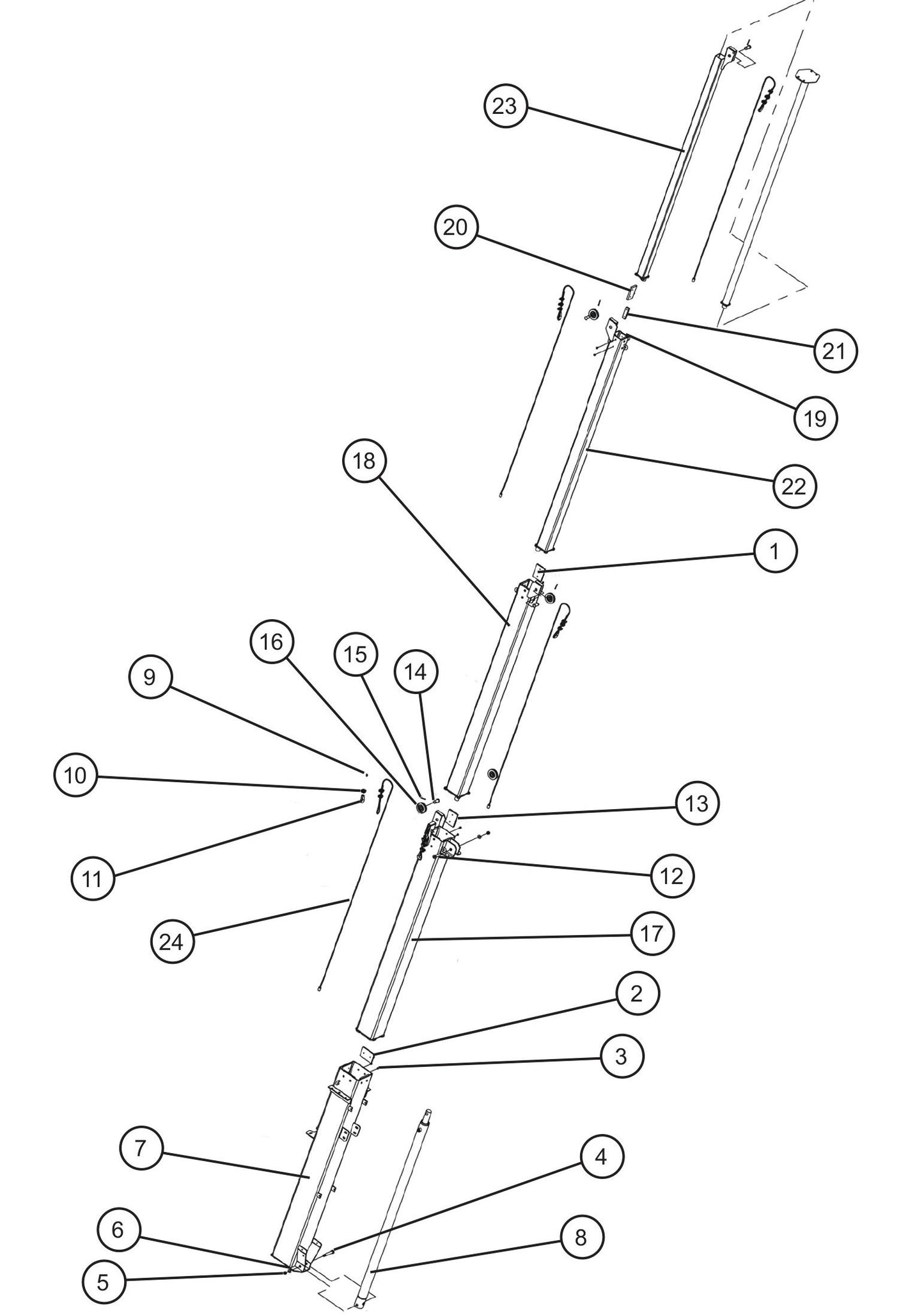 Vertical Tower Components (1 of 6) Assembly Parts For CE V-Series Night Lite Pro II (001PRO2VE15, 09-000001 and Up) Light Towers by Allmand
