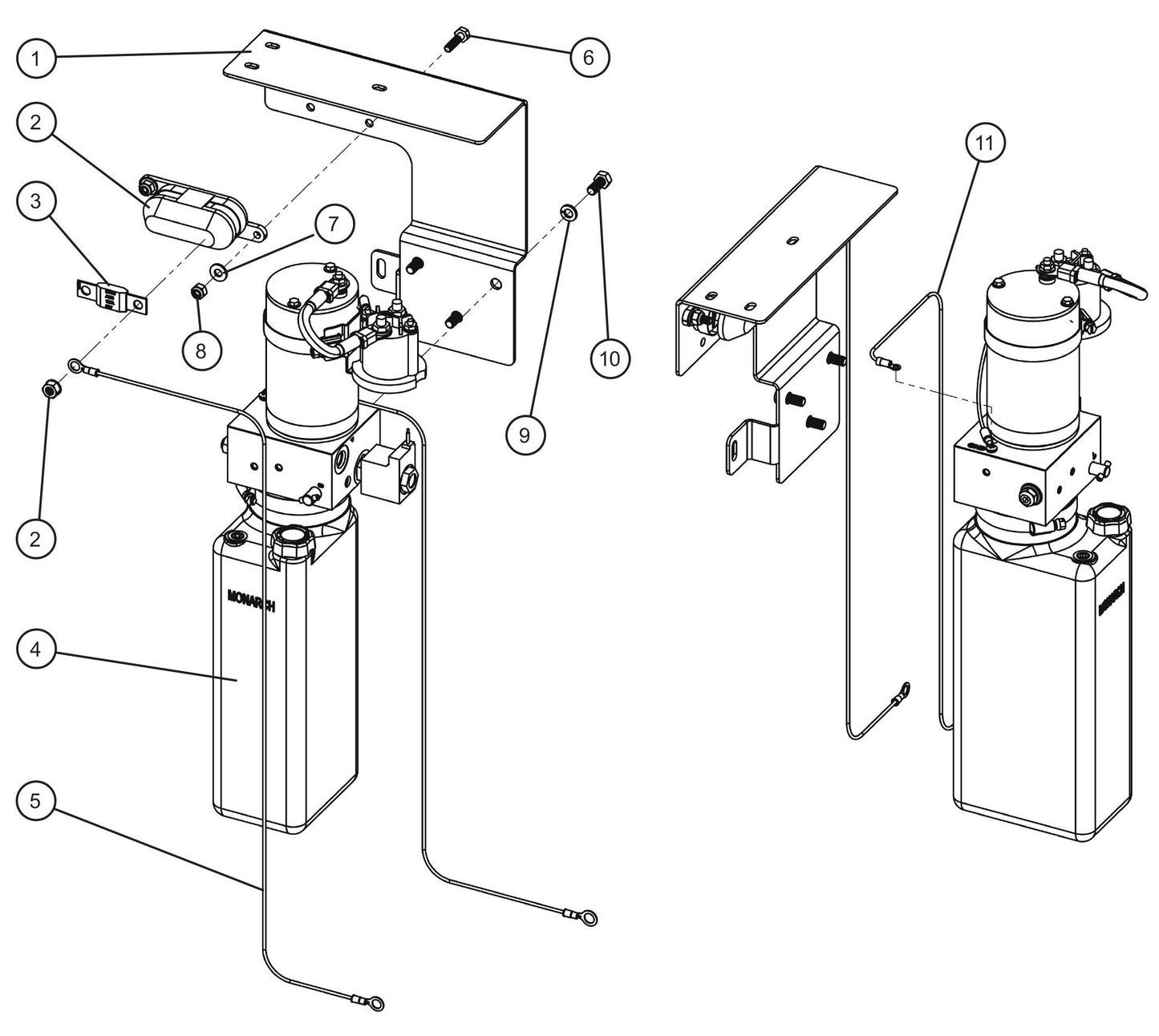 Hydraulic Pump Mount Assembly Parts For CE V-Series Night Lite Pro II (001PRO2VE15, 09-000001 and Up) Light Towers by Allmand