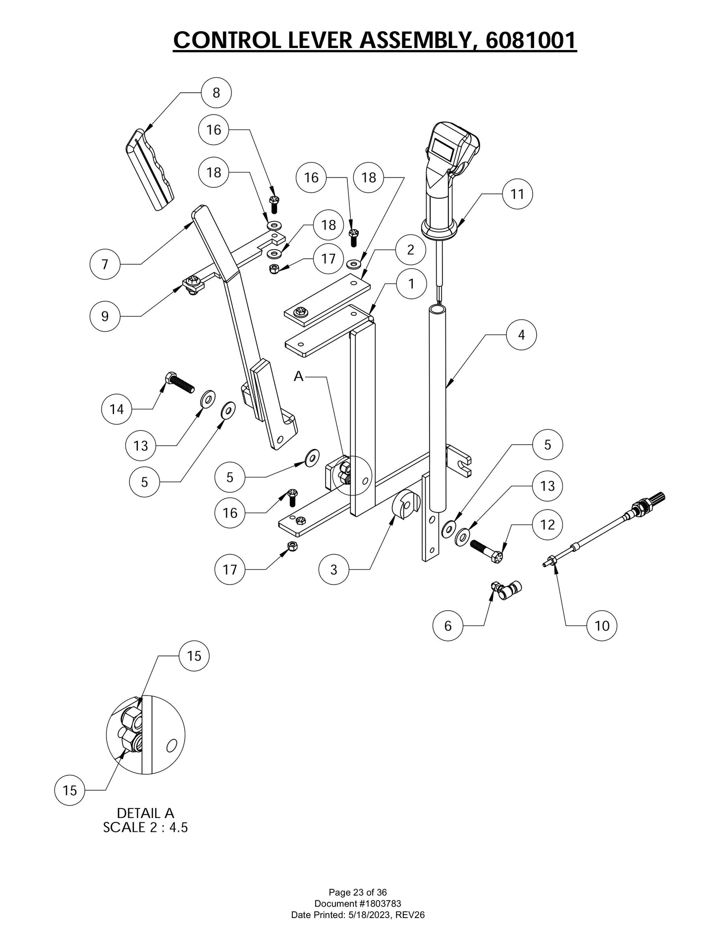 CG-1 Control Lever Assembly Parts