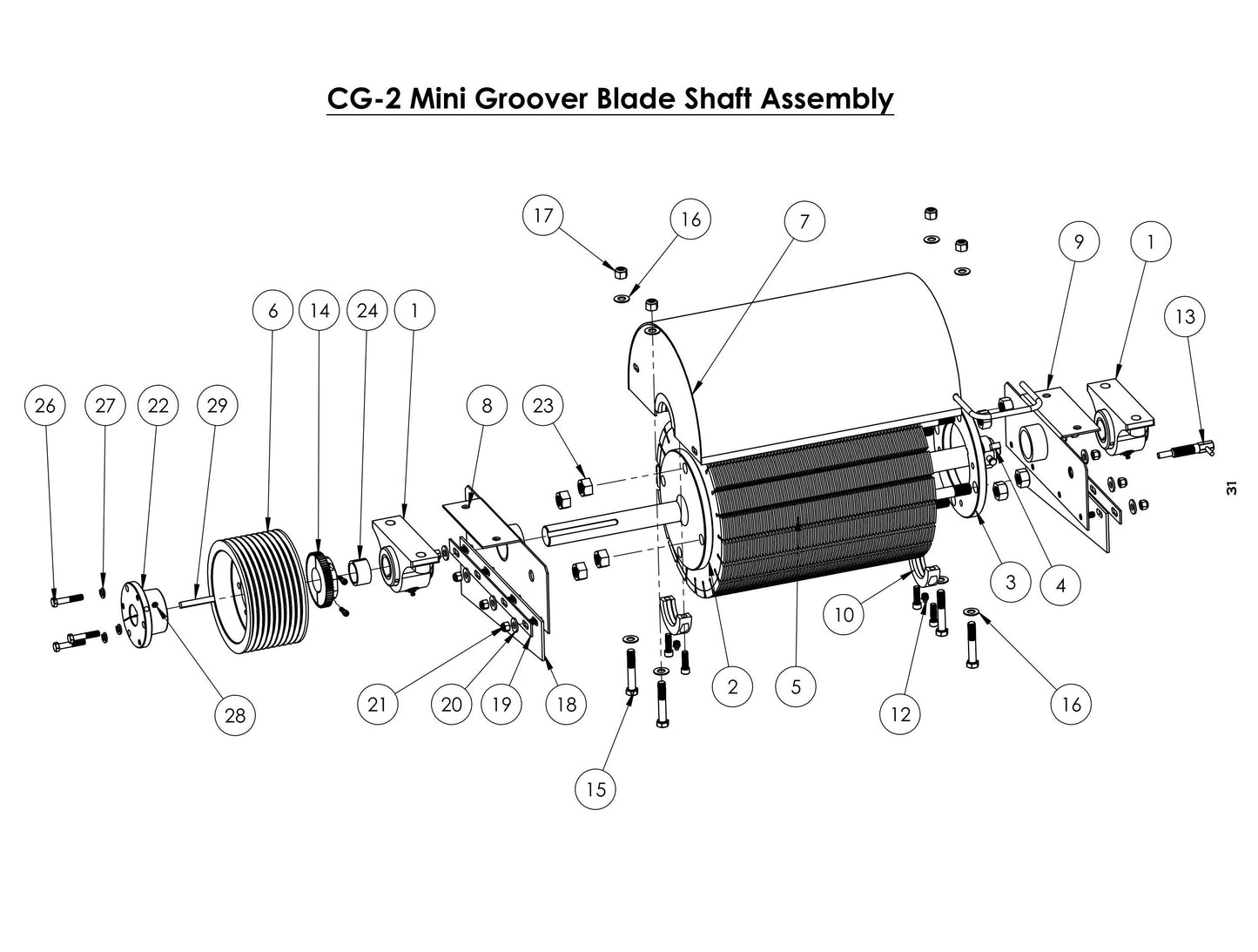 CG-2 (Diesel) Mini Groover Blade Shaft Assembly Parts