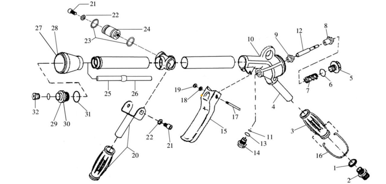 CHV-0525-0ME1, CHV-0525-0ME3, CHV-0525-1ME1, CHV-0525-1ME3 Gun Assembly Parts by Mi-T-M