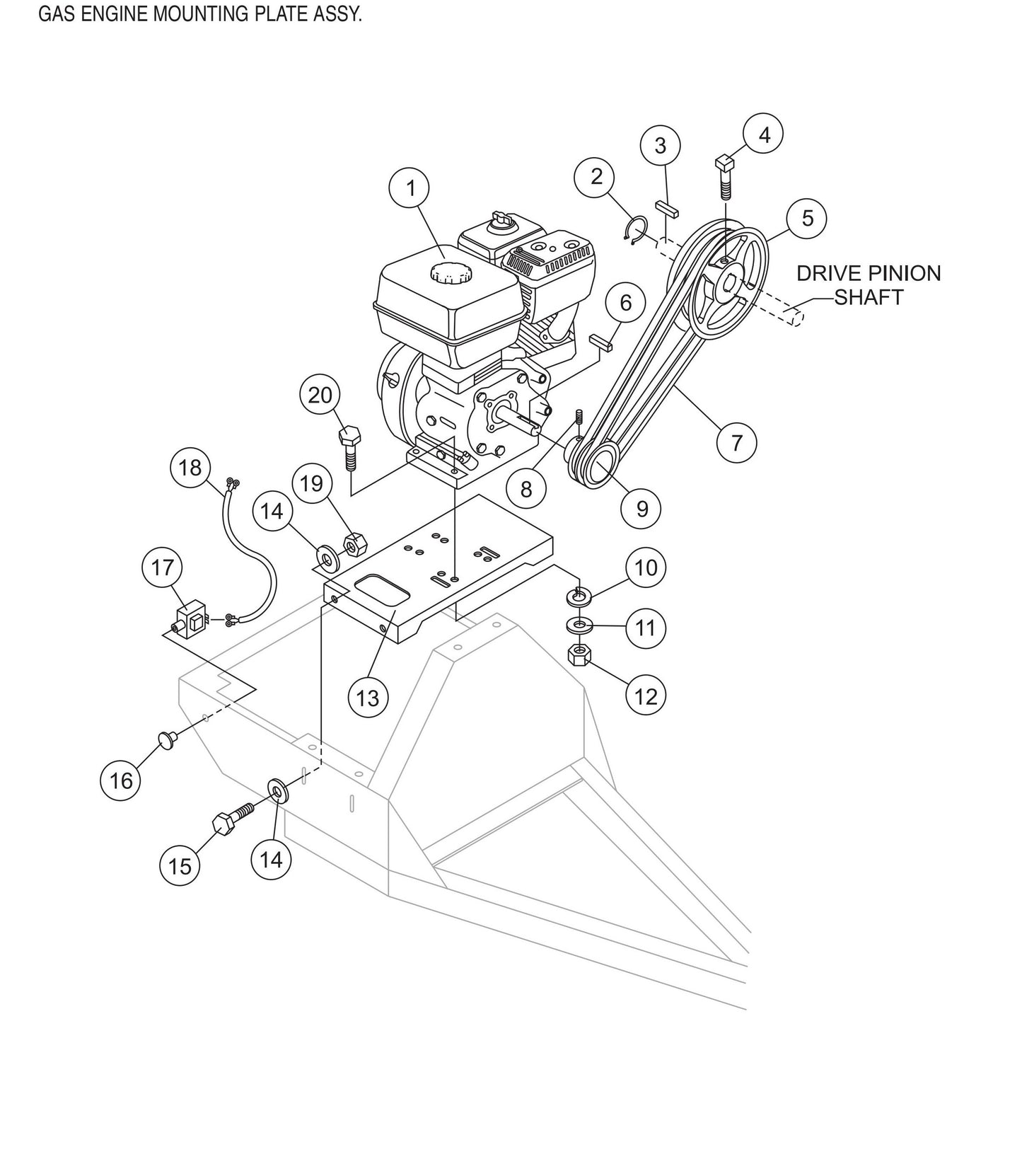 STOW CMS-6S Gas Engine Mounting Plate Assembly Parts