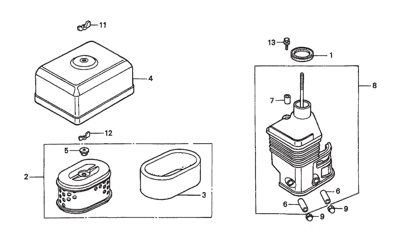 Air Cleaner Assembly Parts- STOW CMS-6S Honda GX160K1HX2