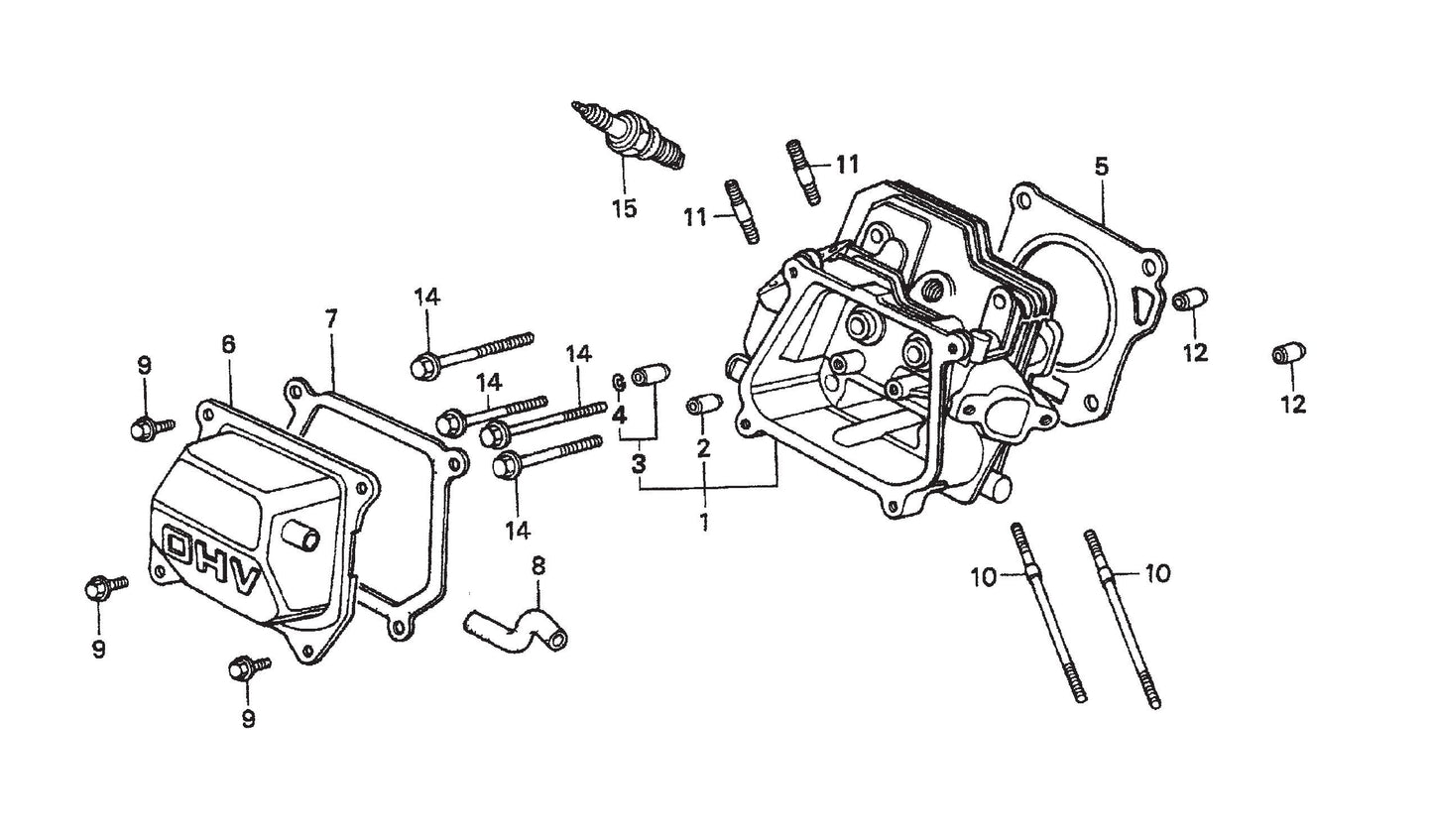 Cylinder Head Assembly Parts- STOW CMS-6S Honda GX160K1HX2