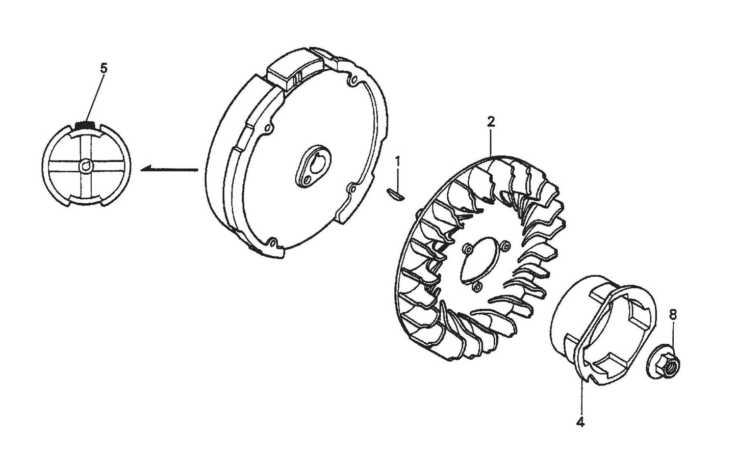 Flywheel Assembly Parts- STOW CMS-6S Honda GX160K1HX2