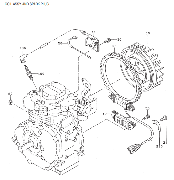 GA6RZ2 GA-6RZ2 — ROBIN EH-34 ENGINE — Coil Assembly And Spark Plug Parts By Multiquip