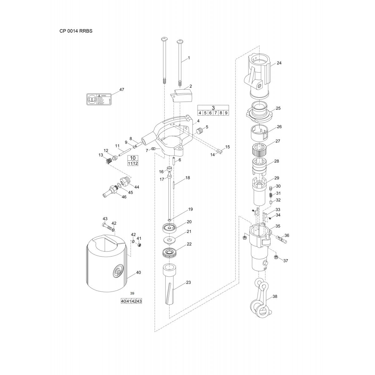 CP 0014 RRBS Rotary Hammer Parts By Chicago Pneumatics