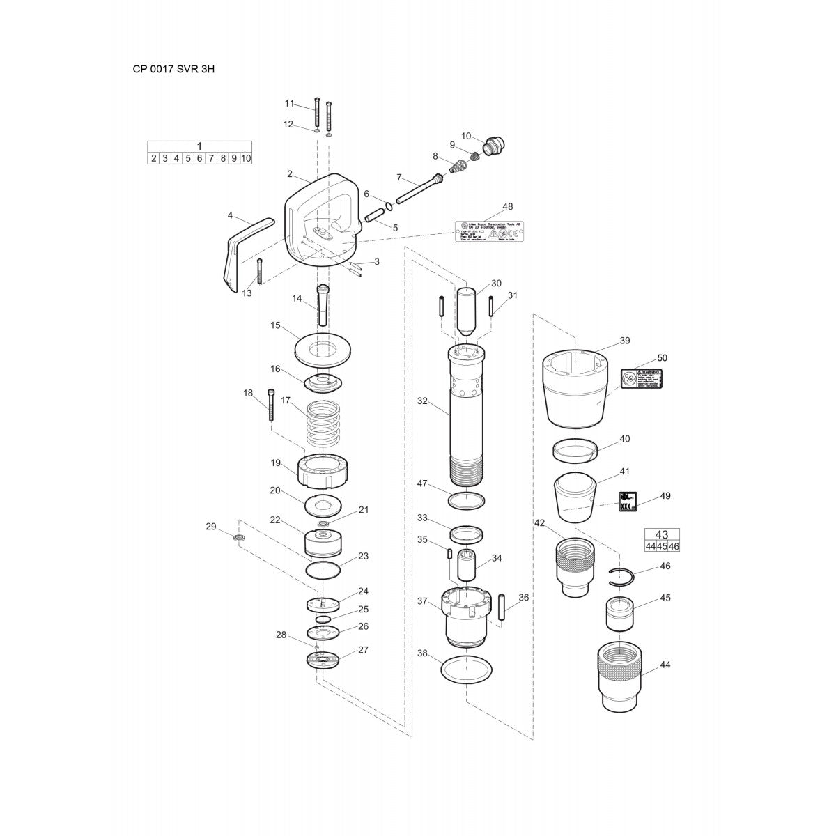 CP 0017 SVR 3H Pneumatic Pick Hammer Parts By By Chicago Pneumatics