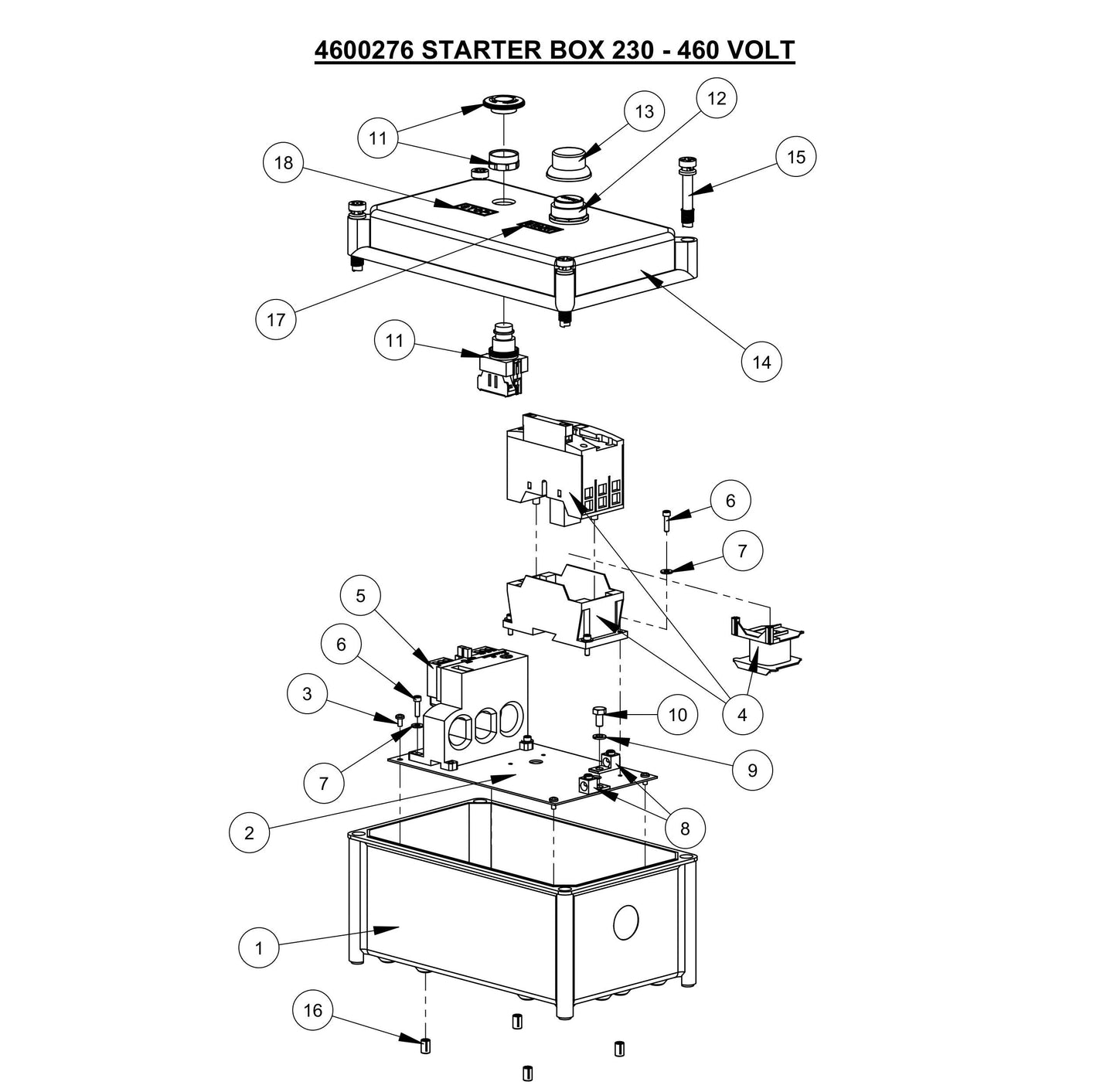 CP15EXL Starter Box 230-460 Volt Assembly Parts-1