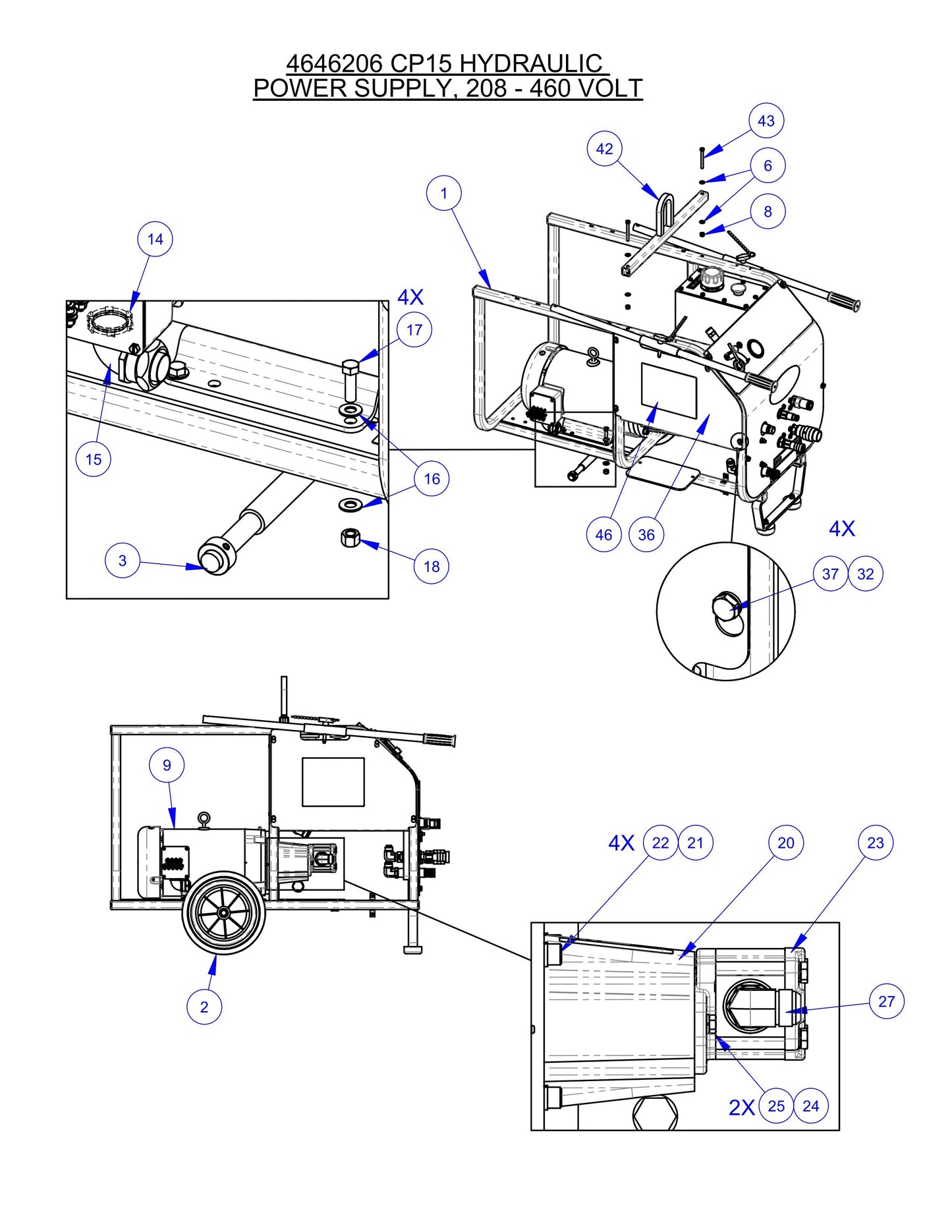 CP15EXL Fig-1 Hydraulic Power Supply, 208-460 Volt Assembly Parts