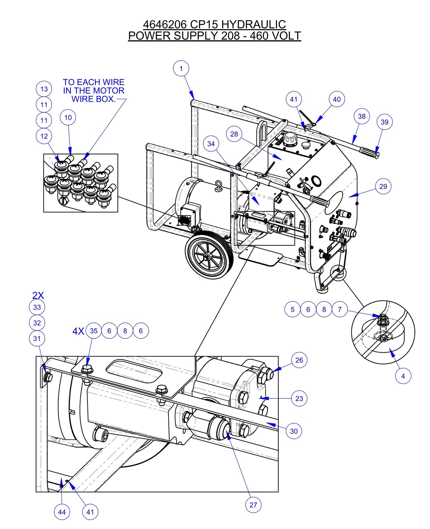 CP15EXL Fig-2 Hydraulic Power Supply 208-460 Volt Assembly Parts