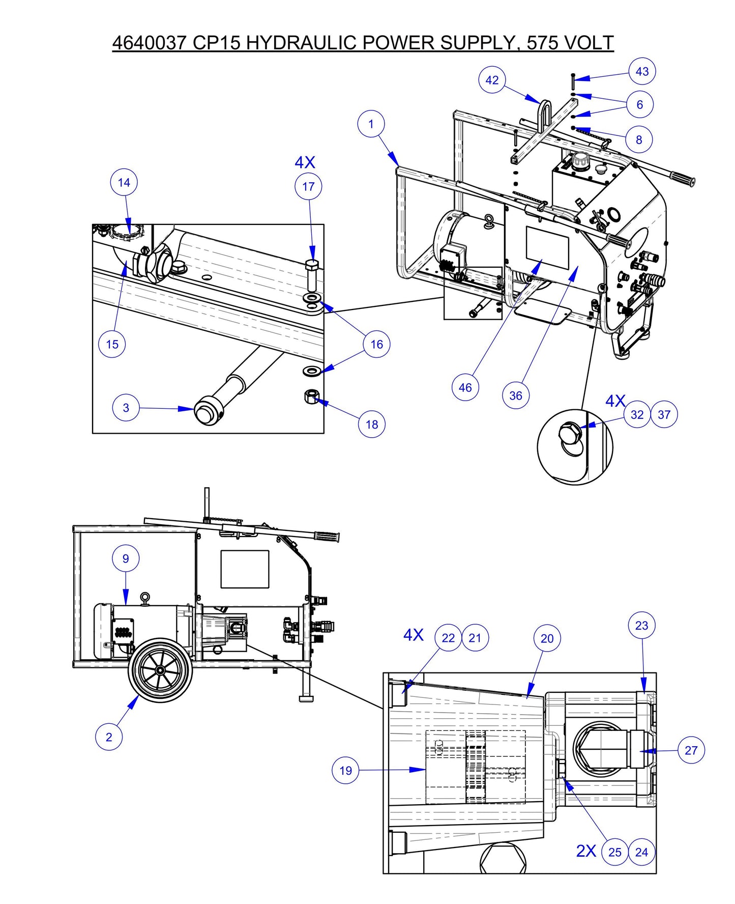 CP15EXL Fig-1 Hydraulic Power Supply, 575 Volt Assembly Parts