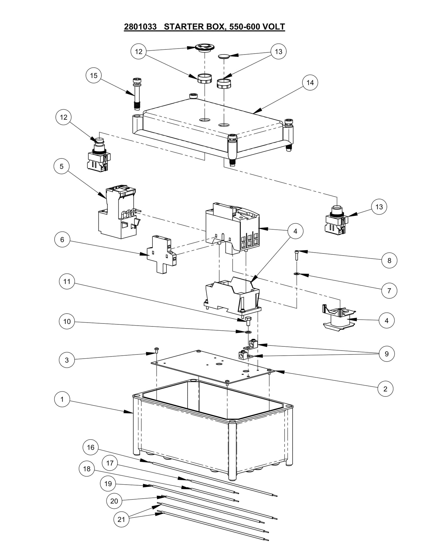 CP15EXL Starter Box, 550-600 Volt Assembly Parts-2