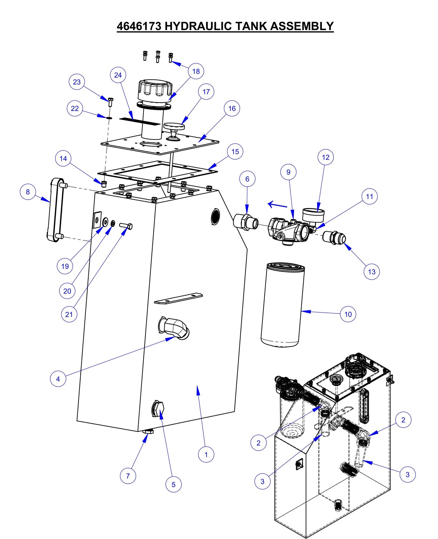 CP22XL Hydraulic Tank Assembly Parts