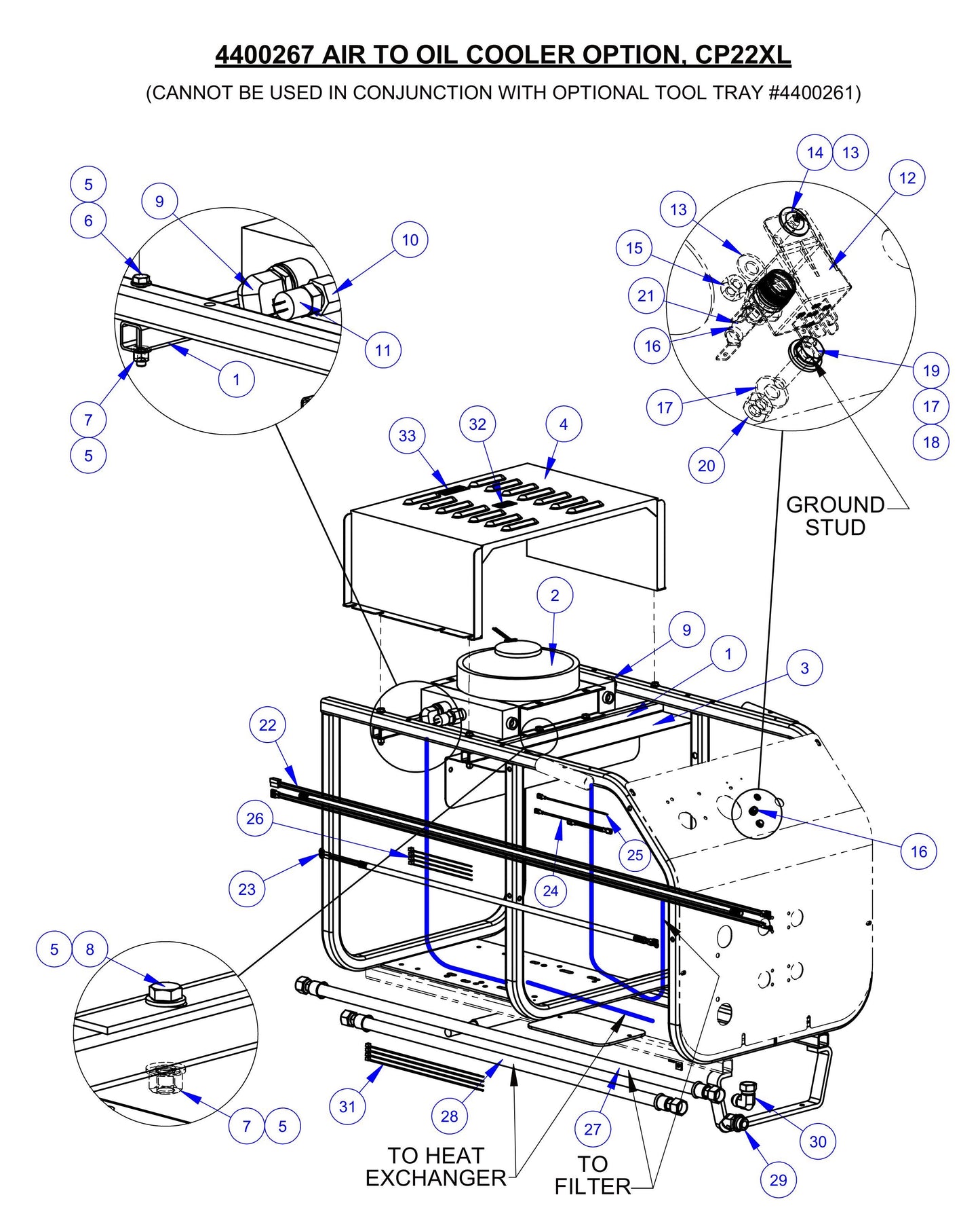 CP22XL Air To Oil Cooler Option Assembly Parts