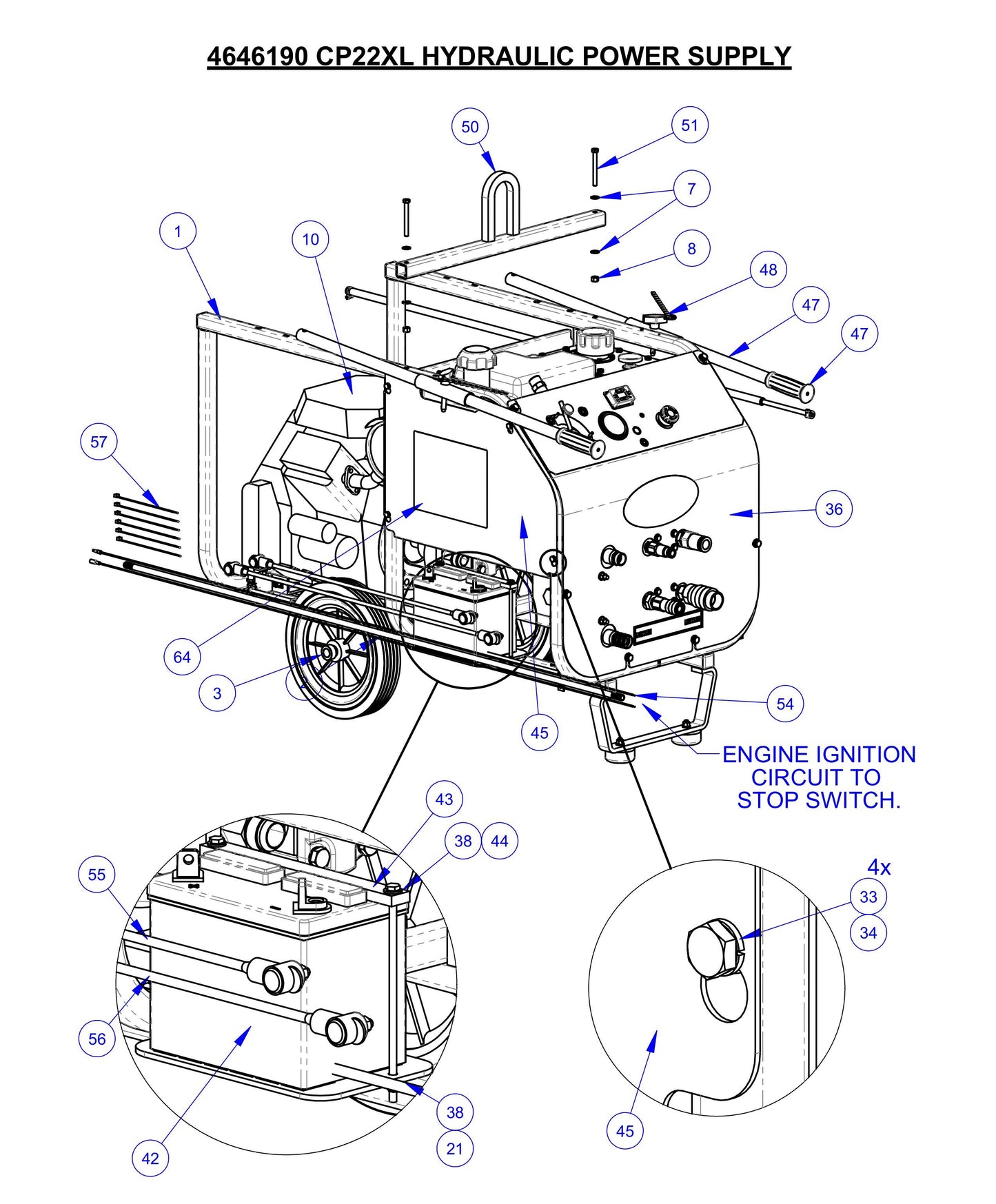 CP22XL Hydraulic Power Supply Assembly Parts